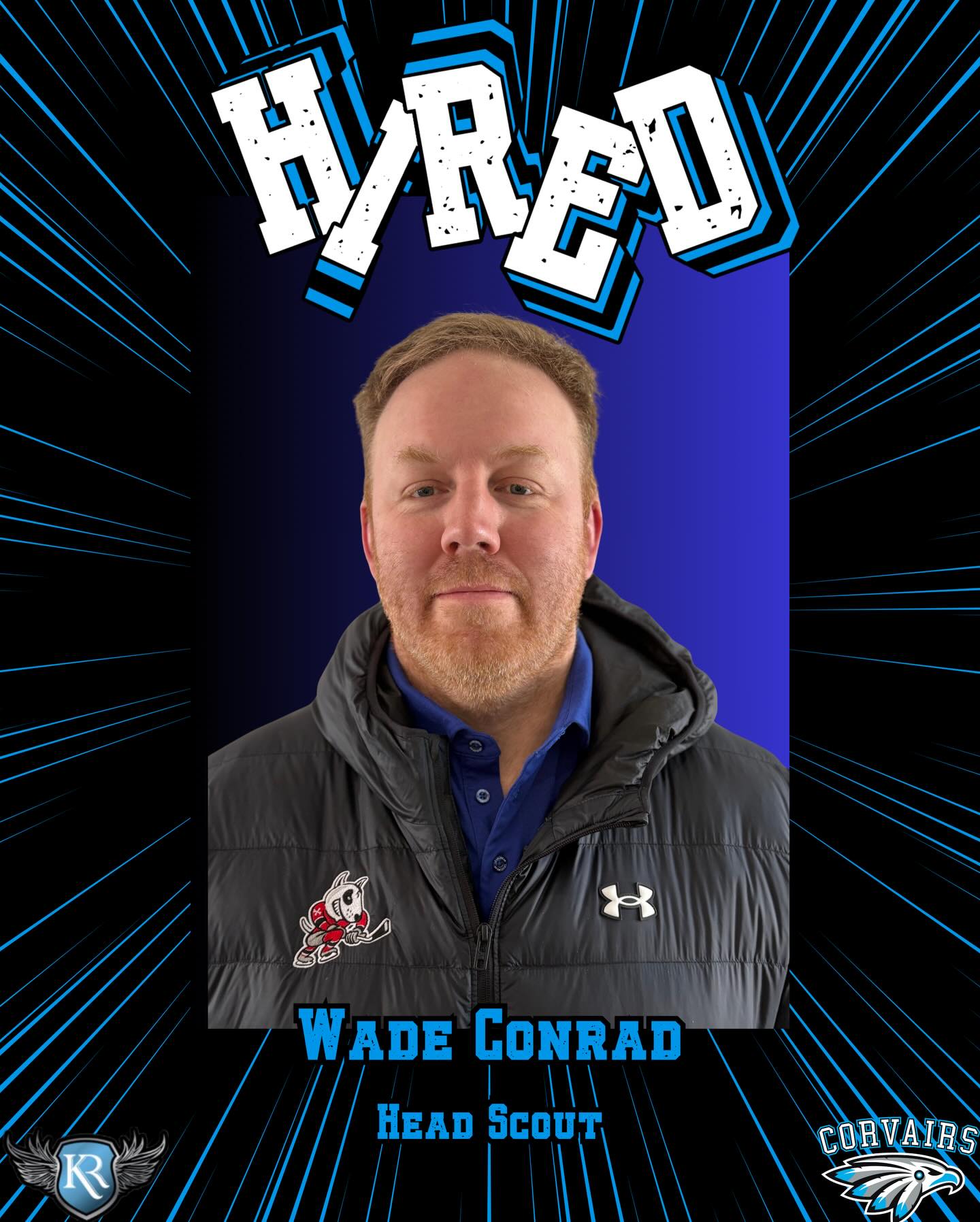 The Caledonia Corvairs are proud to announce the hiring of Wade Conrad as our new Head Scout.

“We’re excited to add Wade to our staff in Caledonia.” said GM Mike Dukeshire. “Wade brings a wealth of knowledge both in junior hockey and the OHL.”

Wade reunites with GM Mike Dukeshire after previously serving alongside him as Assistant GM in Georgetown (OJHL). He has also spent time as a scout with the Barrie Colts (OHL) and is currently working with the Niagara IceDogs (OHL), bringing high-level scouting experience and strong player evaluation to our organization.

Welcome to Caledonia, Wade! #AllForCaledonia